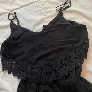 Black lace trimmed Garage romper